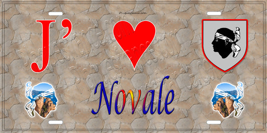 Plaque métal décorative 15 x 30 cm mur antique J' ❤️ Novale Canton de la Castagniccia Haute-Corse
