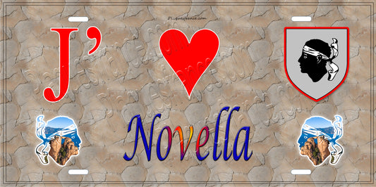 Plaque métal décorative 15 x 30 cm mur antique J' ❤️ Novella Canton de l'Île-Rousse Haute-Corse