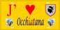 Plaque métal décorative 15 x 30 cm jaune  J' ❤️ Occhiatana Canton de l'Île-Rousse Haute-Corse