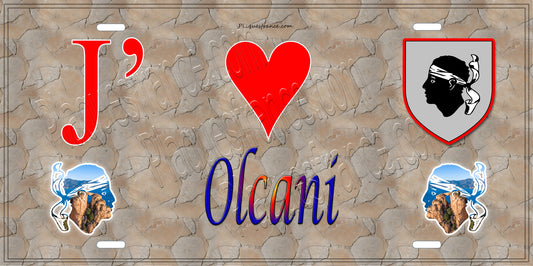 Plaque métal décorative 15 x 30 cm mur antique J' ❤️ Olcani Canton du Cap Corse Haute-Corse