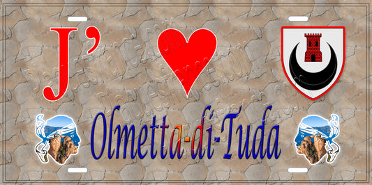 Plaque métal décorative 15 x 30 cm mur antique J' ❤️ Olmeta di Tuda  Canton de Biguglia-Nebbio Haute-Corse