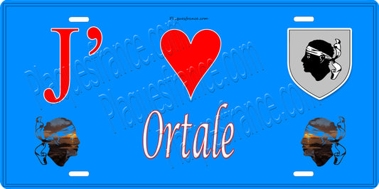 Plaque métal décorative 15 x 30 cm bleu J' ❤️ Ortale  Canton de la Castagniccia Haute-Corse