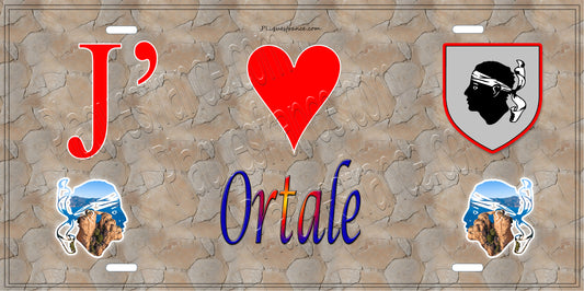 Plaque métal décorative 15 x 30 cm mur antique J' ❤️ Ortale  Canton de la Castagniccia Haute-Corse