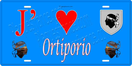 Plaque métal décorative 15 x 30 cm bleu J' ❤️ Ortiporio  Canton de Golo-Morosaglia Haute-Corse
