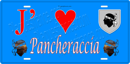 Plaque métal décorative 15 x 30 cm bleu J' ❤️ Pancheraccia  Canton de Ghisonaccia Haute-Corse