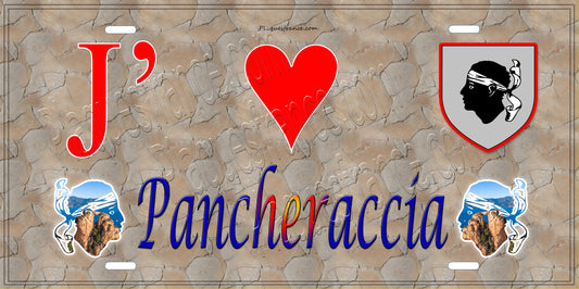 Plaque métal décorative 15 x 30 cm mur antique J' ❤️ Pancheraccia  Canton de Ghisonaccia Haute-Corse