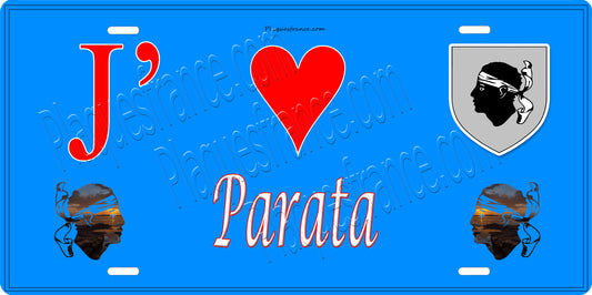 Plaque métal décorative 15 x 30 cm bleu J' ❤️ Parata  Canton de la Castagniccia Haute-Corse