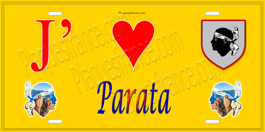 Plaque métal décorative 15 x 30 cm jaune J' ❤️ Parata  Canton de la Castagniccia Haute-Corse
