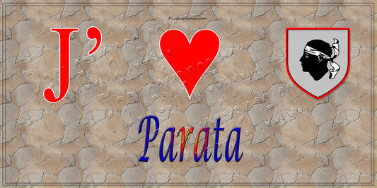 Plaque métal décorative 15 x 30 cm mur antique J' ❤️ Parata  Canton de la Castagniccia Haute-Corse