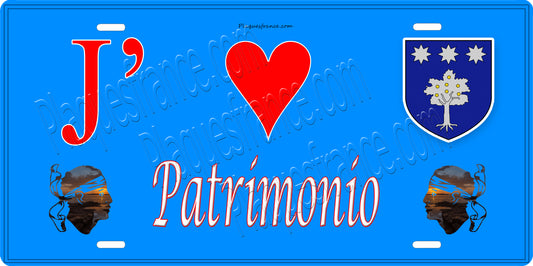 Plaque métal décorative 15 x 30 cm bleu J' ❤️ Patrimonio  Canton du Cap Corse Haute-Corse