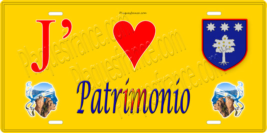 Plaque métal décorative 15 x 30 cm jaune J' ❤️ Patrimonio  Canton du Cap Corse Haute-Corse