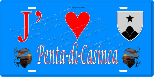 Plaque métal décorative 15 x 30 cm bleu J' ❤️ Penta di Casinca  Canton de Casinca-Fumalto Haute-Corse