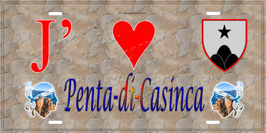 Plaque métal décorative 15 x 30 cm mur antique J' ❤️ Penta di Casinca  Canton de Casinca-Fumalto Haute-Corse