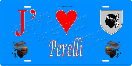 Plaque métal décorative 15 x 30 cm bleu J' ❤️ Perelli  Canton de la Castagniccia Haute-Corse