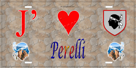 Plaque métal décorative 15 x 30 cm mur antique J' ❤️ Perelli  Canton de la Castagniccia Haute-Corse