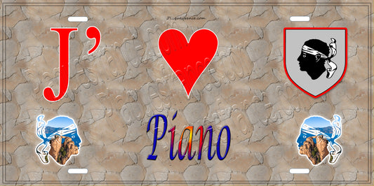 Plaque métal décorative 15 x 30 cm mur antique J' ❤️ Piano  Canton de Casinca-Fumalto Haute-Corse