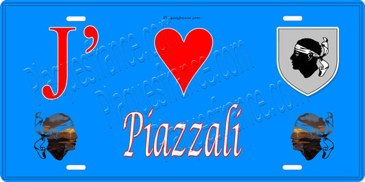 Plaque métal décorative 15 x 30 cm bleu J' ❤️ Piazzali  Canton de Castagniccia Haute-Corse