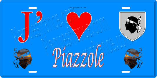 Plaque métal décorative 15 x 30 cm bleu J' ❤️ Piazzole  Canton de Castagniccia Haute-Corse
