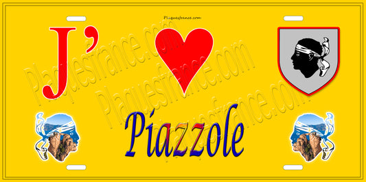 Plaque métal décorative 15 x 30 cm jaune J' ❤️ Piazzole  Canton de Castagniccia Haute-Corse