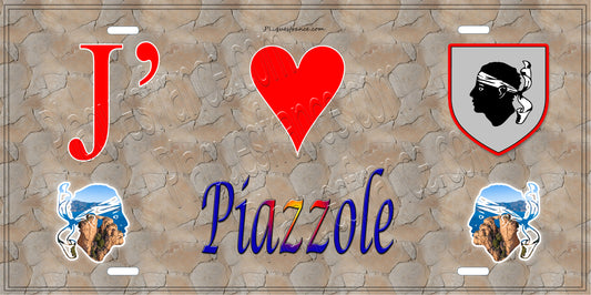 Plaque métal décorative 15 x 30 cm mur antique J' ❤️ Piazzole  Canton de Castagniccia Haute-Corse