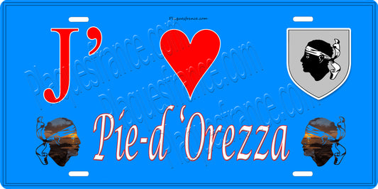 Plaque métal décorative 15 x 30 cm bleu J' ❤️ Pie d'Orezza Canton de Castagniccia Haute-Corse