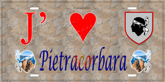 Plaque métal décorative 15 x 30 cm mur antique J' ❤️ Pietracorbara  Canton du Cap Corse Haute-Corse
