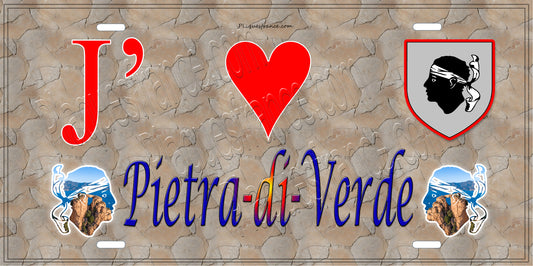 Plaque métal décorative 15 x 30 cm mur antique J' ❤️ Pietra-di-Verde  Canton de la Castagniccia Haute-Corse