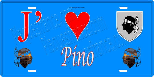 Plaque métal décorative 15 x 30 cm bleu J' ❤️ Pino Canton du Cap Corse Haute-Corse