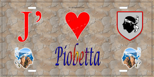 Plaque métal décorative 15 x 30 cm mur antique J' ❤️ Piobetta Canton de la Castagniccia Haute-Corse