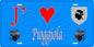 Plaque métal décorative 15 x 30 cm bleu J' ❤️ Pioggiola Canton de l'Île-Rousse Haute-Corse