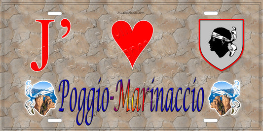 Plaque métal décorative 15 x 30 cm mur antique J' ❤️ Poggio Marinaccio Canton de Casinca-Fumalto Haute-Corse