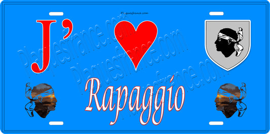 Plaque métal décorative 15 x 30 cm bleu J' ❤️ Rapaggio Canton de la Castagniccia Haute-Corse