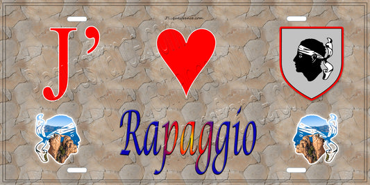Plaque métal décorative 15 x 30 cm mur antique J' ❤️ Rapaggio Canton de la Castagniccia Haute-Corse