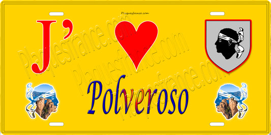 Plaque métal décorative 15 x 30 cm jaune J' ❤️ Polvoroso Canton de Casinca-Fumalto Haute-Corse