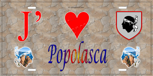 Plaque métal décorative 15 x 30 cm mur antique J' ❤️ Popolasca Canton de Golo-Morosaglia Haute-Corse