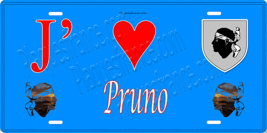 Plaque métal décorative 15 x 30 cm bleu J' ❤️ Pruno Canton de Casinca-Fumalto Haute-Corse