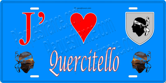 Plaque métal décorative 15 x 30 cm bleu J' ❤️ Quercitello Canton de Casinca-Fumalto Haute-Corse