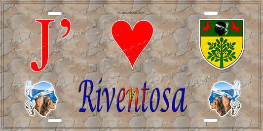 Plaque métal décorative 15 x 30 cm mur antique J' ❤️ Riventosa Canton de Corte Haute-Corse