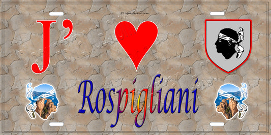 Plaque métal décorative 15 x 30 cm mur antique J' ❤️ Rospigliani Canton de Fiumorbo-Castello Haute-Corse