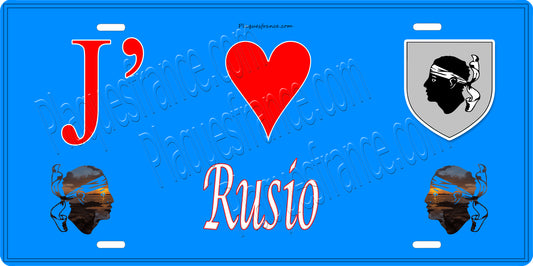 Plaque métal décorative 15 x 30 cm bleu J' ❤️ Rusio Canton de Fiumorbo-Castello Haute-Corse