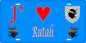 Plaque métal décorative 15 x 30 cm bleu J' ❤️ Rutali Canton de Fiumorbo-Castello Haute-Corse