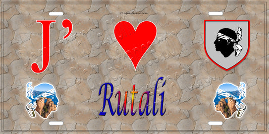 Plaque métal décorative 15 x 30 cm mur antique J' ❤️ Rutali Canton de Fiumorbo-Castello Haute-Corse