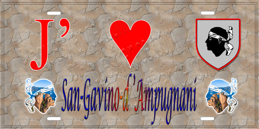 Plaque métal décorative 15 x 30 cm mur antique J' ❤️ San Gavino d'Ampugnani Canton de Casinca-Fumalto Haute-Corse
