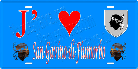 Plaque métal décorative 15 x 30 cm bleu J' ❤️ San Gavino di Fiumorbo Canton de Fiumorbo-Castello Haute-Corse
