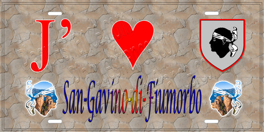 Plaque métal décorative 15 x 30 cm mur antique J' ❤️ San Gavino di Fiumorbo Canton de Fiumorbo-Castello Haute-Corse