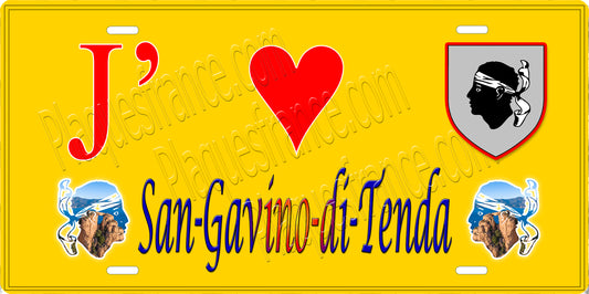 Plaque métal décorative 15 x 30 cm jaune J' ❤️ San Gavino di Tenda Canton de Biguglia-Nebbio Haute-Corse