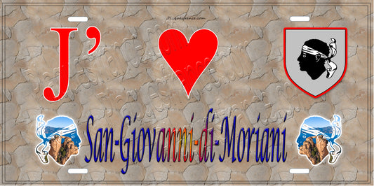 Plaque métal décorative 15 x 30 cm mur antique J' ❤️San-Giovanni-di-Moriani Canton de la Castagniccia Haute-Corse