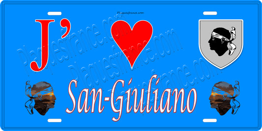 Plaque métal décorative 15 x 30 cm bleu J' ❤️San-Giuliano Canton de la Castagniccia Haute-Corse