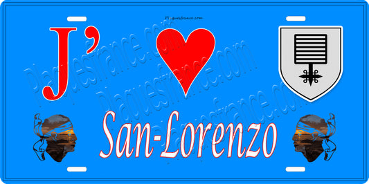 Plaque métal décorative 15 x 30 cm bleu J' ❤️San-Lorenzo Canton de Golo-Morosaglia Haute-Corse