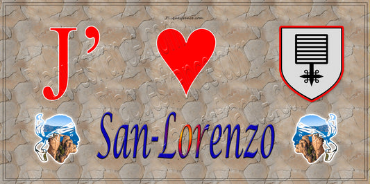Plaque métal décorative 15 x 30 cm mur antique J' ❤️San-Lorenzo Canton de Golo-Morosaglia Haute-Corse